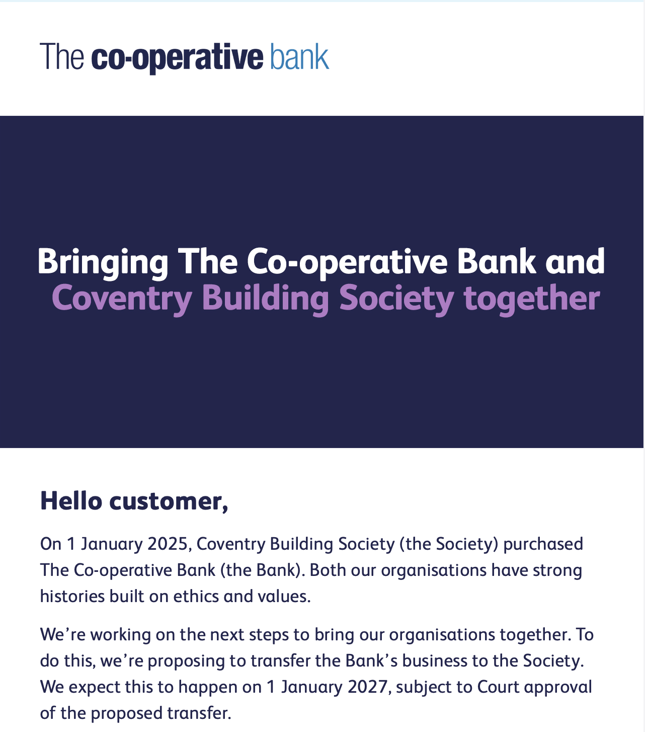 Coop Bank mailout image